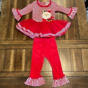 3/$15 🔴 Toddler Christmas Outfit Tulle shirt Flare Pants size 24 months